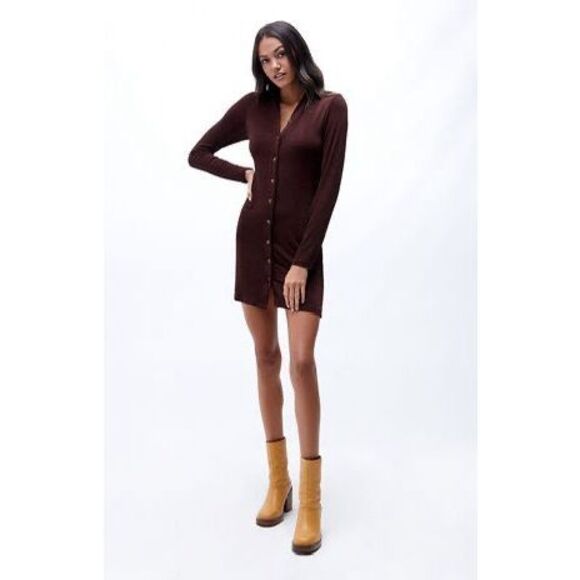 Peppermayo Ring My Bell Mini Dress in Chocolate Brown Size‎ 8 - Picture 3 of 12